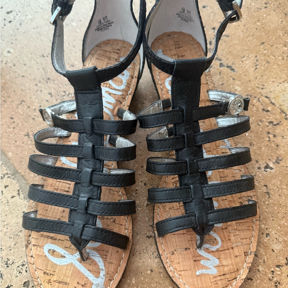 Sam Edelman Black Leather Gladiator Sandals